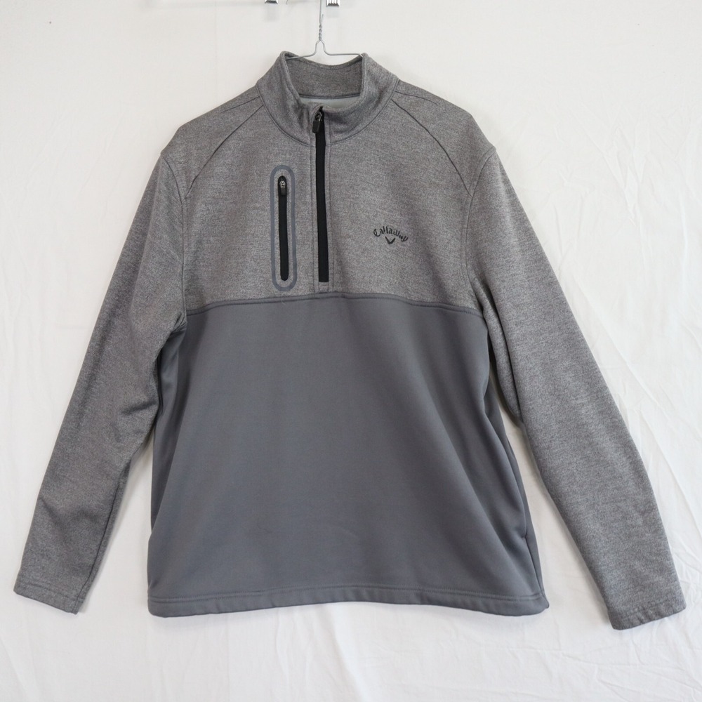 Callaway 1/4 Zip Pullover Mens Medium Golf Fleece Mock Neck Gray Long Sleeve